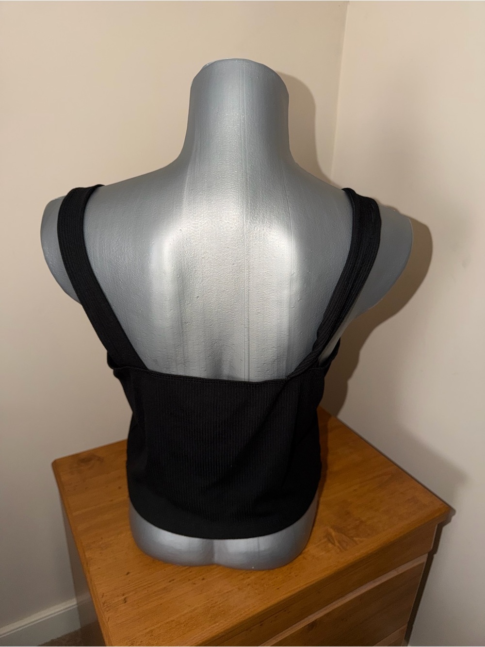 American Eagle Black Ribbed Square-Neck Tank Top XL - Picture 3 of 4